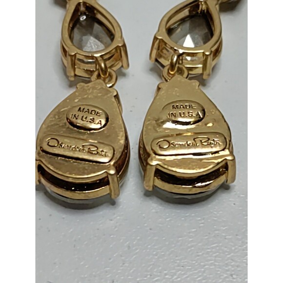 Oscar De La Renta Amber & Aurora Borealis Graduated Dangle Earrings - Picture 3 of 5